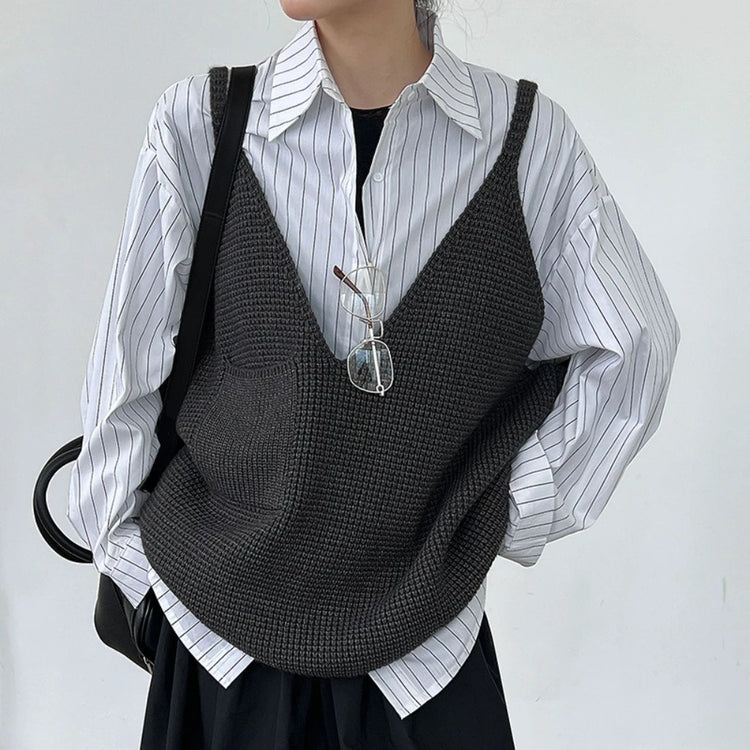 Textured V-Neck Sweater Vest
