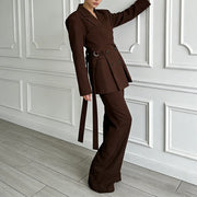 Double-Breasted Wrap-Detail Blazer