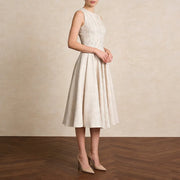 Pleated Sleeveless Flared Dress