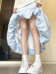 Gathered Bubble-Hem Long Skirt