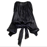 Gathered Balloon-Sleeve Blouse