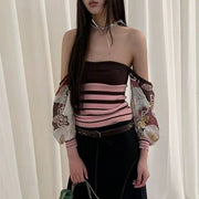 Striped Strapless Fitted Top