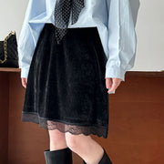 Lace-Hem A-Line Skirt