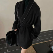Shawl-Collar Tie-Waist Coat