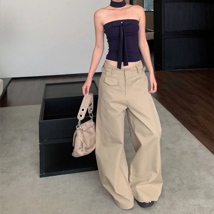 Flap-Pocket Wide-Leg Pants