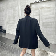 Embellished-Shoulder Single-Button Blazer