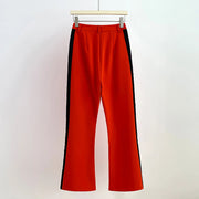 Contrast-Lapel Blazer and Pants Set