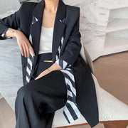 Striped-Trim Longline Blazer