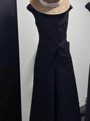 Asymmetric Vest and Skirt Set