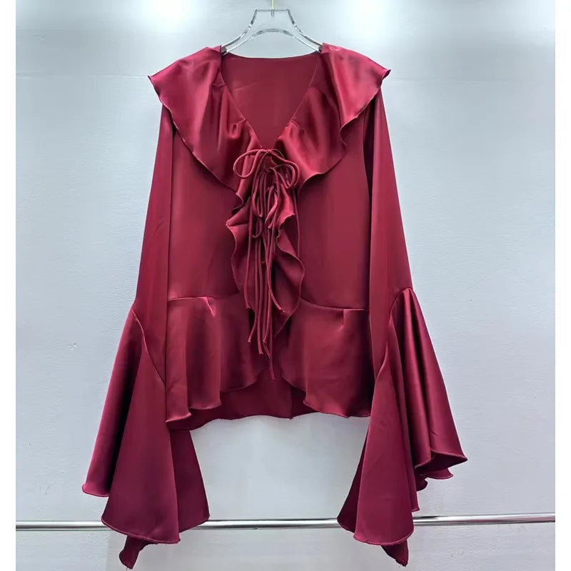 Ruffled Flared-Sleeve Blouse