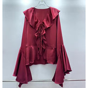 Ruffled Flared-Sleeve Blouse
