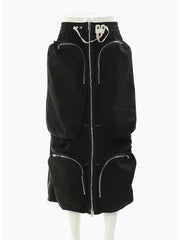 Zip-Front Cargo-Pocket Skirt