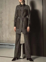 Contrast-Panel Shirt and Pants Set