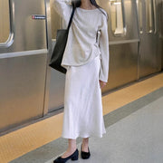 Flared-Hem Midi Skirt