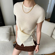 Twisted-Hem Short-Sleeve Top