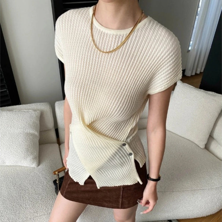 Twisted-Hem Short-Sleeve Top