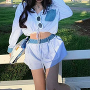 Striped Shirt and Shorts Set