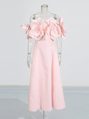 Ruffled Off-Shoulder Midi Dress