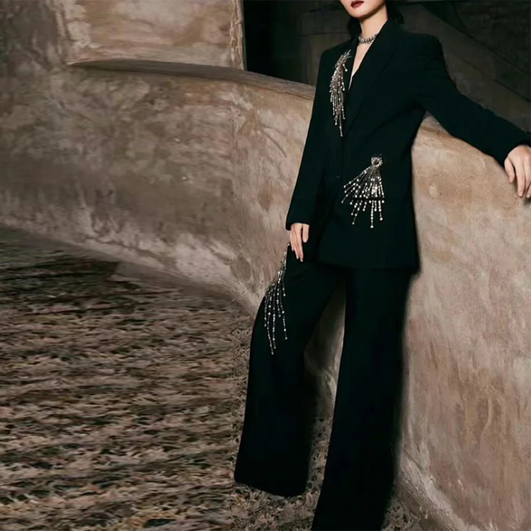 Embellished Blazer and Pants Set