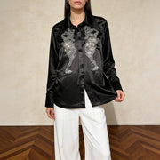 Embellished Glossy Button Shirt