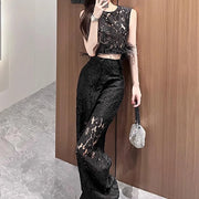 Lace Top and Pants Set