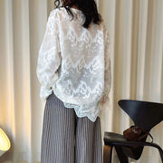 Floral Lace Button-Front Blouse