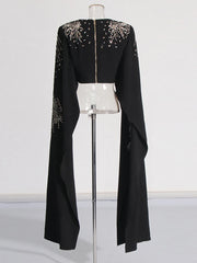 Embellished Cape Top and Pants Set