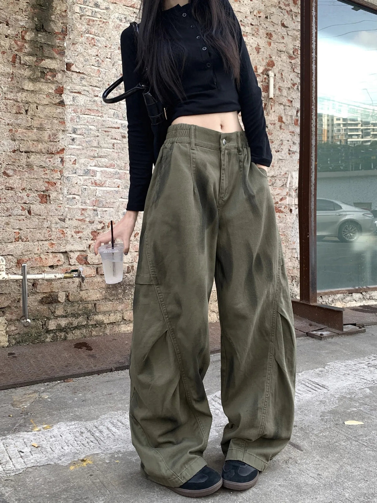 Paneled Wide-Leg Pants