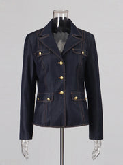 Double-Breasted Blazer and Flared Pants Set
