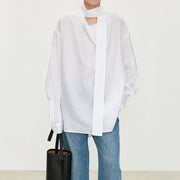 Draped Long-Sleeve Blouse