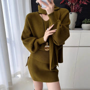 Ribbed Sweater and Skirt Set