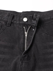 Embellished Cutout Wide-Leg Jeans