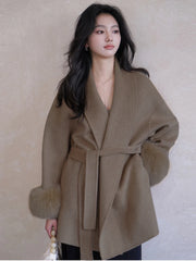 Belted Shawl-Collar Coat