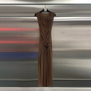 Pleated Sleeveless Long Dress