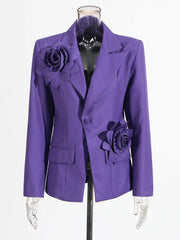 Rosette Single-Button Blazer
