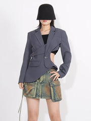 Cutout-Waist Asymmetric Blazer