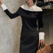 Layered-Collar Foldover Sweater
