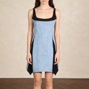 Contrast-Panel Sleeveless Mini Dress
