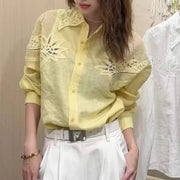 Cutwork-Yoke Button-Up Shirt