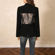 Sheer Lace-Panel Blazer