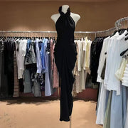 Gathered Halter Long Dress
