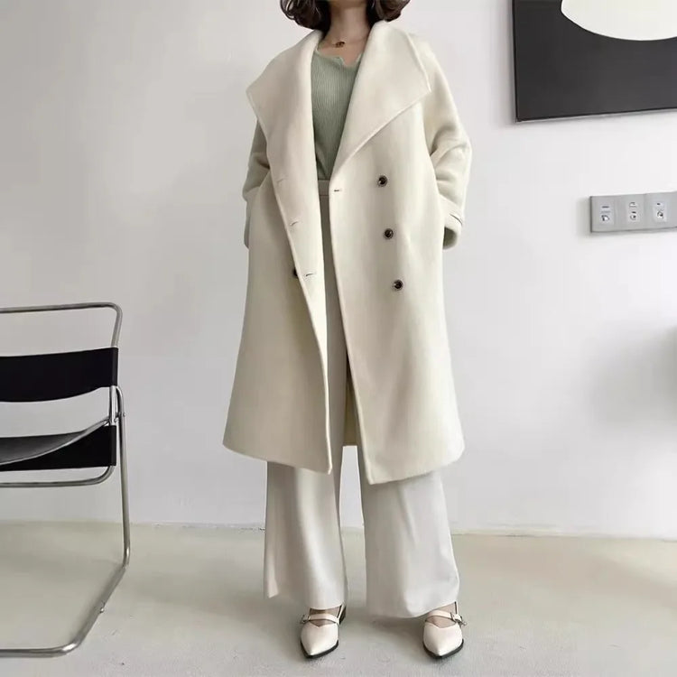 Wide-Lapel Double-Breasted Coat