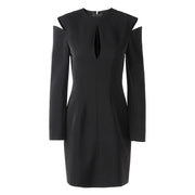Cutout-Shoulder Long-Sleeve Mini Dress