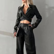 Glossy Cropped Wrap Top