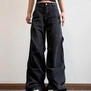 Patch-Pocket Wide-Leg Jeans