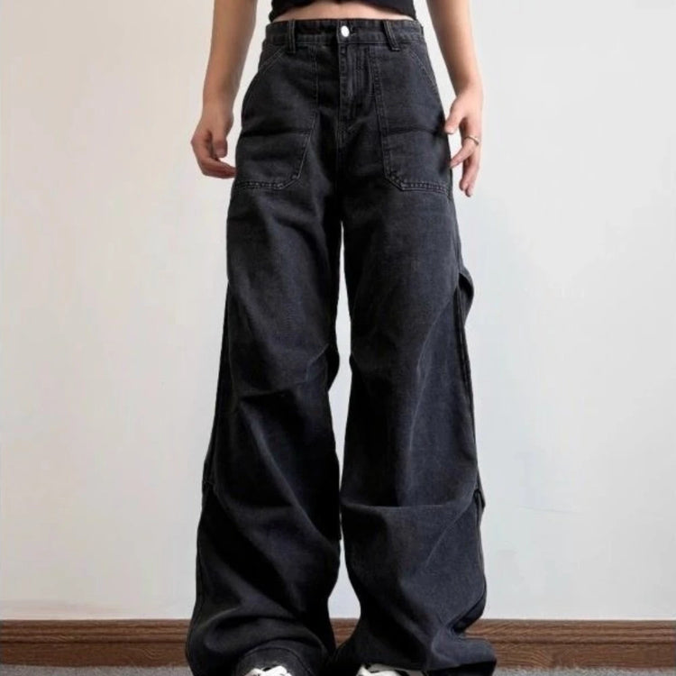 Patch-Pocket Wide-Leg Jeans