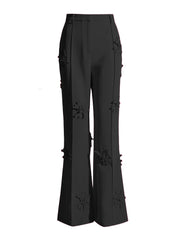 Floral Applique Flared Pants