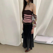 Striped Strapless Fitted Top