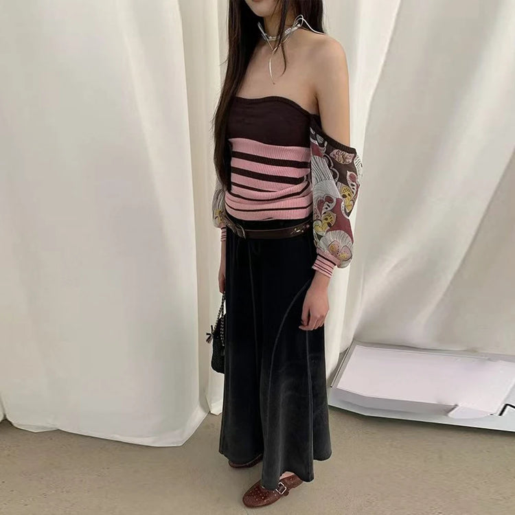 Striped Strapless Fitted Top