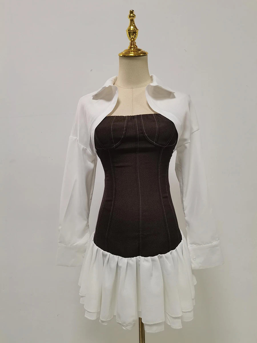 Cropped Jacket and Tiered Dress Set